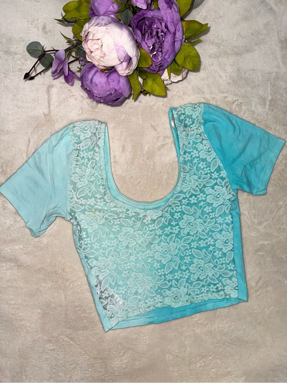 Forever 21 Ombre Crop Top with Sheer Lace Back - Picture 2 of 10